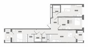 ЖК UP-квартал «Воронцовский», планировка 3-комнатной квартиры, 83.39 м²