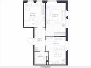 ЖК «Veren Next шуваловский», планировка 3-комнатной квартиры, 61.10 м²