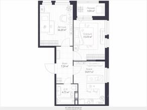 ЖК «Veren Next шуваловский», планировка 3-комнатной квартиры, 60.30 м²