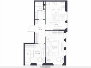 ЖК «Veren Next шуваловский», планировка 3-комнатной квартиры, 61.60 м²