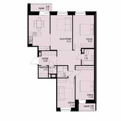 ЖК «iD Svetlanovskiy», планировка 3-комнатной квартиры, 104.32 м²