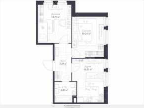 ЖК «Veren Next шуваловский», планировка 3-комнатной квартиры, 61.20 м²