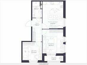 ЖК «Veren Next шуваловский», планировка 3-комнатной квартиры, 63.00 м²