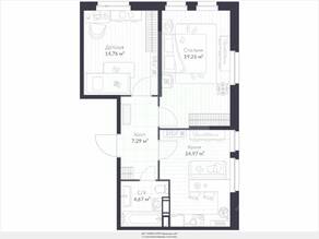 ЖК «Veren Next шуваловский», планировка 3-комнатной квартиры, 61.00 м²