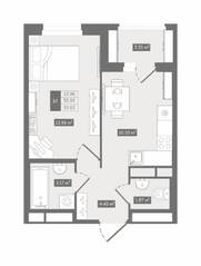 ЖК UP-квартал «Воронцовский», планировка 1-комнатной квартиры, 35.63 м²