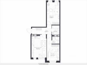 ЖК «Veren Next шуваловский», планировка 3-комнатной квартиры, 64.60 м²