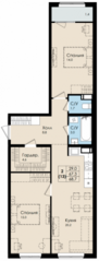ЖК «Высший пилотаж 3», планировка 2-комнатной квартиры, 68.70 м²