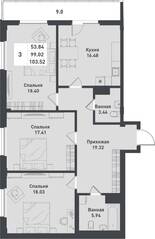 ЖК «Феникс», планировка 3-комнатной квартиры, 103.52 м²