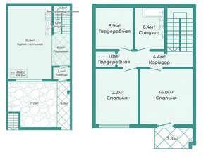 ЖК «Халькон», планировка 2-комнатной квартиры, 106.60 м²