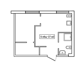 Апарт-отель «Морской бриз», планировка 1-комнатной квартиры, 27.00 м²