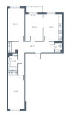 ЖК «Дом у Каретного», планировка 3-комнатной квартиры, 84.40 м²