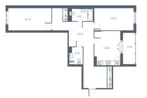ЖК «Дом у Каретного», планировка 2-комнатной квартиры, 86.10 м²