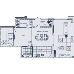 ЖК «Маленькая Франция», планировка 2-комнатной квартиры, 177.00 м²