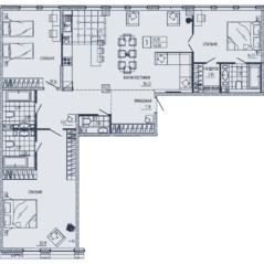ЖК «Маленькая Франция», планировка 3-комнатной квартиры, 149.50 м²
