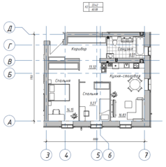 ЖК «Клубный дом Тургенев», планировка 2-комнатной квартиры, 60.08 м²
