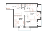ЖК «СемьА», планировка 3-комнатной квартиры, 92.25 м²