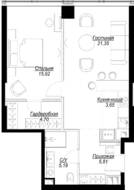 ЖК «Famous», планировка 1-комнатной квартиры, 56.62 м²