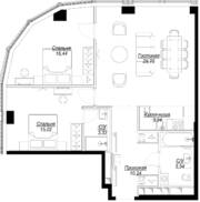 ЖК «Famous», планировка 2-комнатной квартиры, 83.89 м²