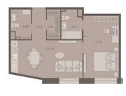 ЖК «Северная Корона (ПСК)», планировка 1-комнатной квартиры, 48.41 м²